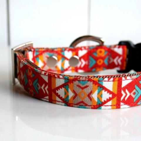 【再販】NAVAJO ♡ 首輪 犬  レッド シルバー