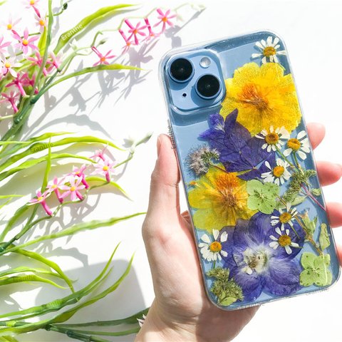 『感激・清い心・切なる願い』かすみ草･.｡*･:スマホケース･.｡*･:　押し花　ケース iPhoneケース /  iPhone11 /  iPhone11 Pro / iPhone 8 7