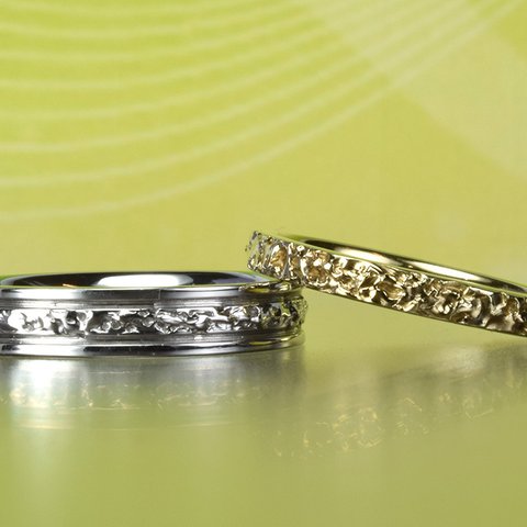 オリジナル結婚指輪｜少しアンティーク風なデザイン～アース/ラインリング