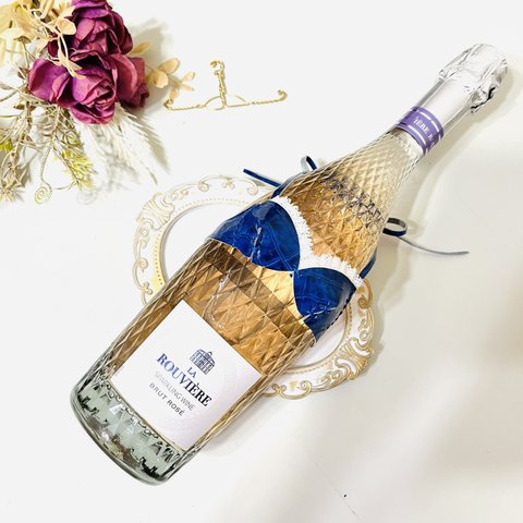ボトル ランジェリー ブルー 型押し 本革 瓶飾り ワイン や 日本酒  ペットボトル 面白 景品 お酒のプレゼントに ジョークグッズ
