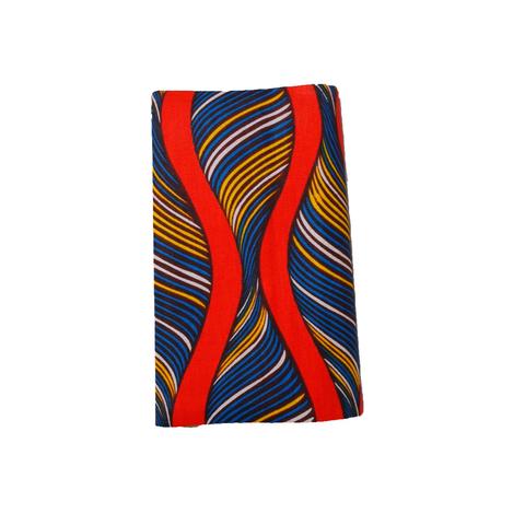 アフリカン ブックカバー キテンゲ布 オレンジ ブルー (Book Cover Kitenge_Orange Blue)