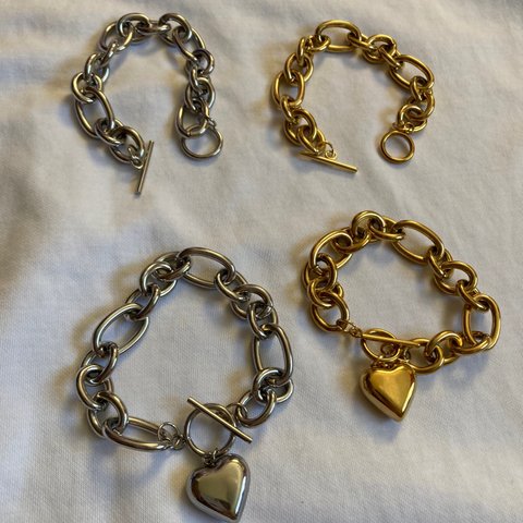 ーvolume chain braceletー　ハート　ハートブレスレット　ブレスレット　チェーンネックレス　チェーンブレスレット　サージカルステンレス　金属アレルギー対応　シルバーアクセサリー