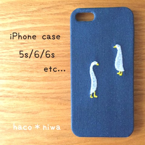 細身のアヒル刺繍 ＊iPhone ケース＊ 