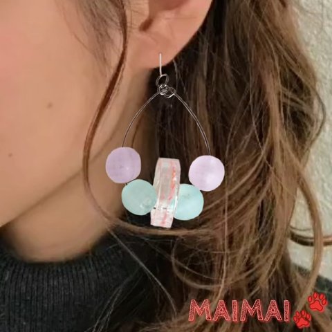 ピアス④　レジン　フープ　イヤリング　ノンホールピアス