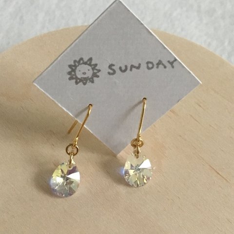 一粒ドロップピアス　クリスタル