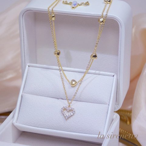 受注製作 ＊ heart  two line necklace