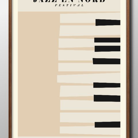 7431■ポスター　A3サイズ　『ピアノ　ジャズ』　アート　イラスト　北欧　デザイン　上級マット紙