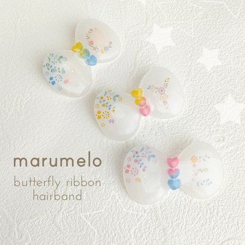 イニシャルが入った ちょうちょリボン キッズヘアゴム/ヘアクリップ/ブローチ☆