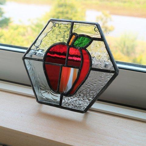 ステンドグラス立体パネル・リンゴ