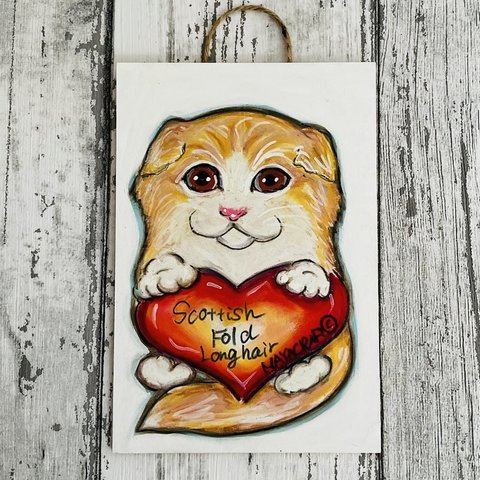 【送料無料】スコティッシュフォールド猫の絵　はがきサイズ原画
