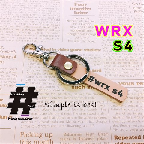 #WRX S4 本革ハンドメイド ハッシュタグキーホルダー sti インプレッサ