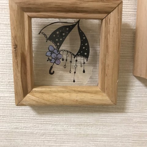 【切り絵ミニ原画 】傘と紫陽花