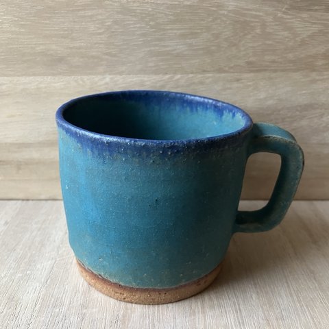 渋い青　口縁濃ブルー景色②　コーヒーカップ　マイカップ