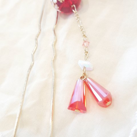 【飾り簪】桜簪～紅玉桜～