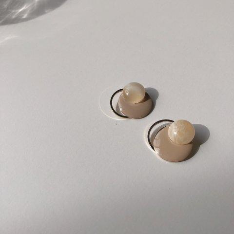 circle layered earring(beige)