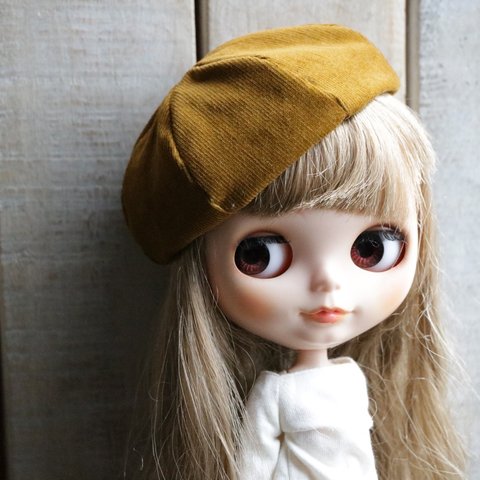 ネオブライスサイズ☆コーデュロイベレー帽☆マスタード(131)