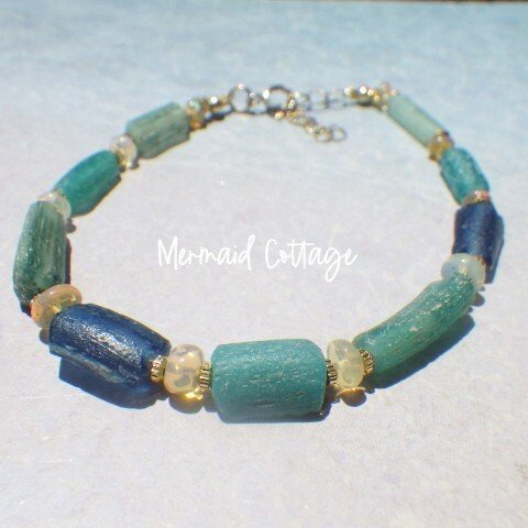 ローマングラス*オパール*Roman-glass&Opal Ocean Bracelet with Opal *14kgf*