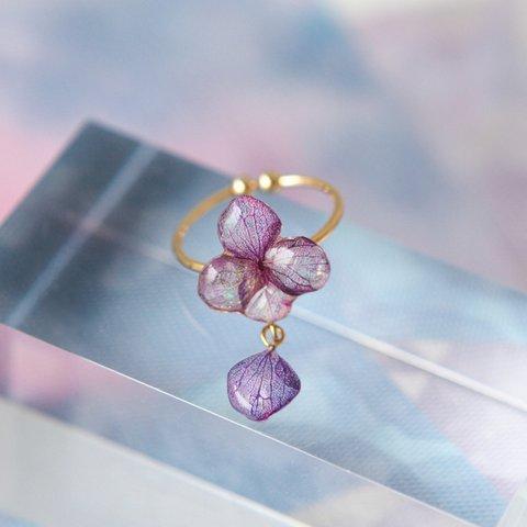 ゆれる紫の紫陽花リング