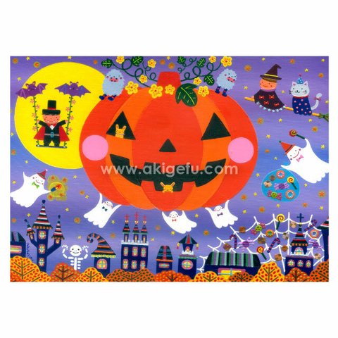 油絵「ハロウィン」2Lサイズイラスト