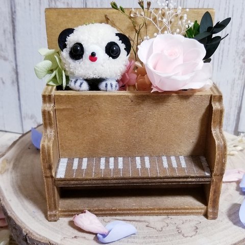 母の日 ギフト パンダ プリザーブドフラワー お祝い 可愛い ピアノ 置物 