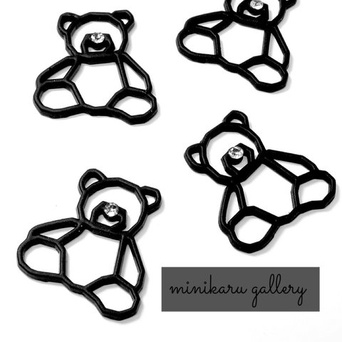 4個入)rubber coating teddy bear charm