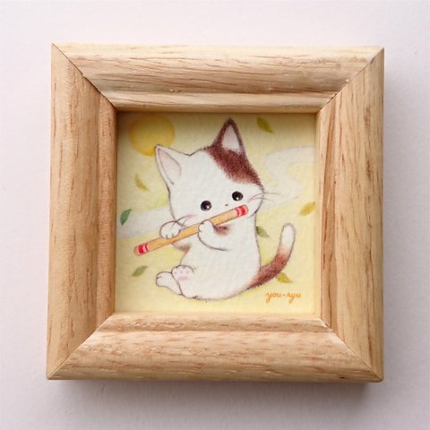 複製ミニイラスト「篠笛ねこちゃん」