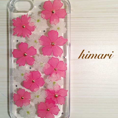 【受注製作32】iphone/スマホ 押し花ケース　本物のお花使用