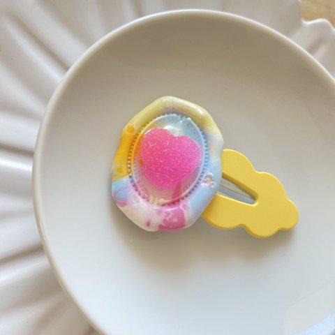 ヘアピン　puree（ピュレ）もも味　グミ　かわいい　カラフル　キッズ　幼稚園　ハート　ぱっちんピン