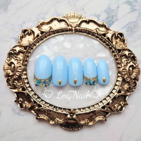 No.８　フラワーフレンチネイル♡（Light Blue）