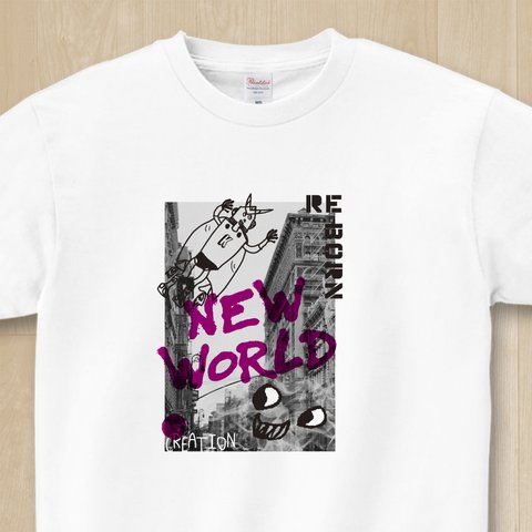 new world【7.4oz 厚手生地 ホワイトTシャツ  メンズ レディース ニューヨーク】