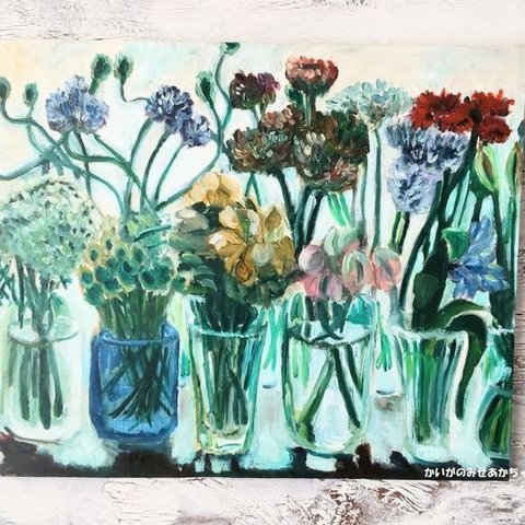 原画「窓辺の花瓶」F8・油彩