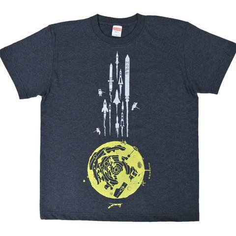 月基地からロケットＴシャツ　ダークヘザーネイビー　メンズ