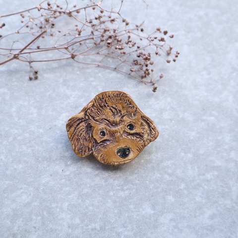 陶芸ブローチ＊犬　トイプードル