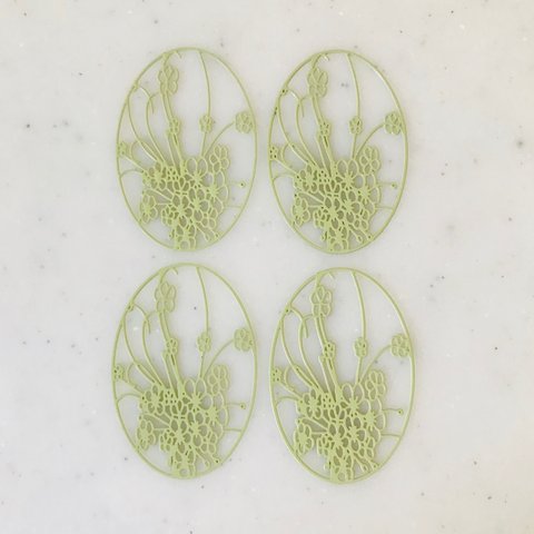 Apple Green Designed Flower Oval Filigree Parts