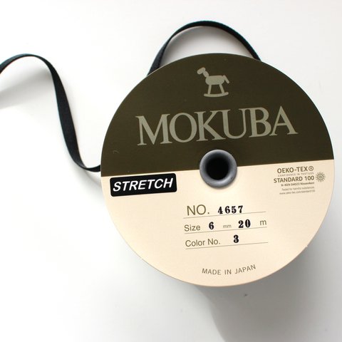 3m巻き【6mm/10色】MOKUBA4657　ストレッチサテンリボン　日本製/3m巻き