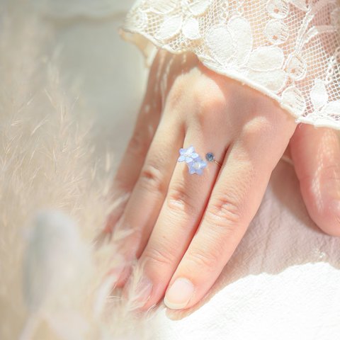 勿忘草リング／本物のお花指輪💍