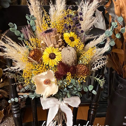 Natural Chic ネイティブフラワー&パームフラワー🌻向日葵bouquet