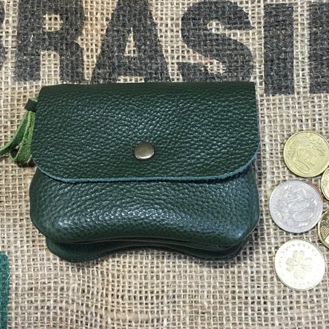 グリーンの小さな革の財布/可愛いミニ財布/mini-green