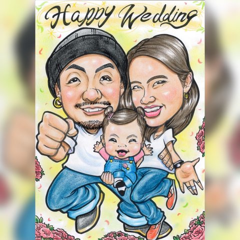 似顔絵オーダー♫  家族や大切な方へ記念日プレゼント♡ 還暦　古希　喜寿祝い　結婚式　ウェルカムボード　誕生日　出産祝いなどありがとうの気持ちを込めて💕✨