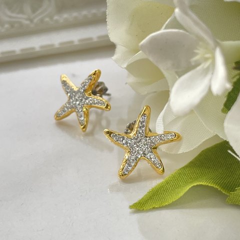 スターフィッシュ　ピアス　swarovski グルーデコ　