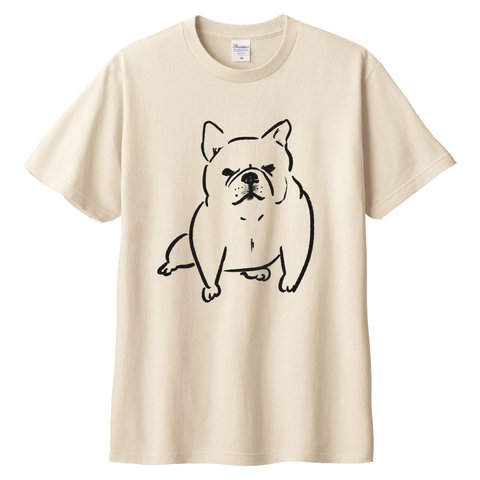 フレンチブルドッグ 強気モード　 Tシャツ （ナチュラル）犬