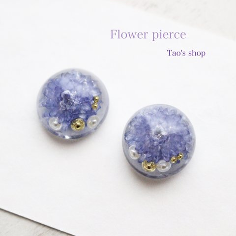 まるっと可愛い大人色イモーテルの一粒お花ピアス／イヤリング