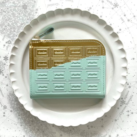 革のミントチョコ・ファスナーミニ財布（金の包み紙）