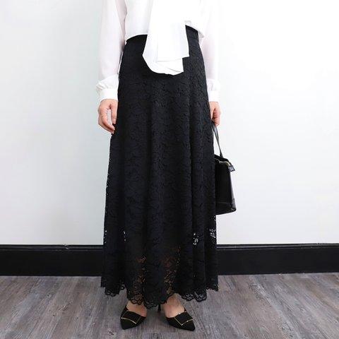 【SALE！！】レース フレアスカート　ブラック　0465BK