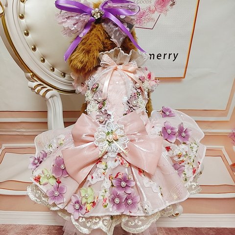 犬猫うさちゃん服　紫陽花のプリンセスドレス