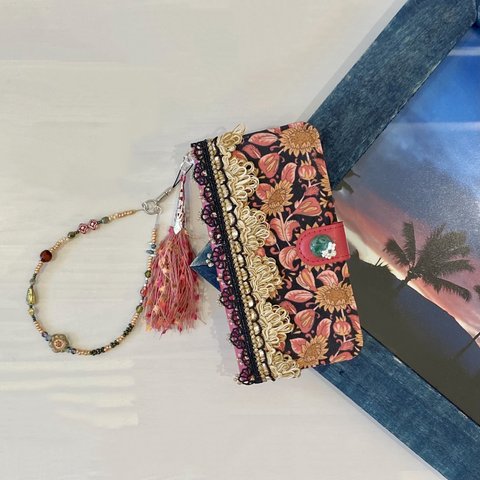 《受注製作》Red×Flower corduroy iPhoneケース/スマホケース❁♡ほぼ 全機種対応　