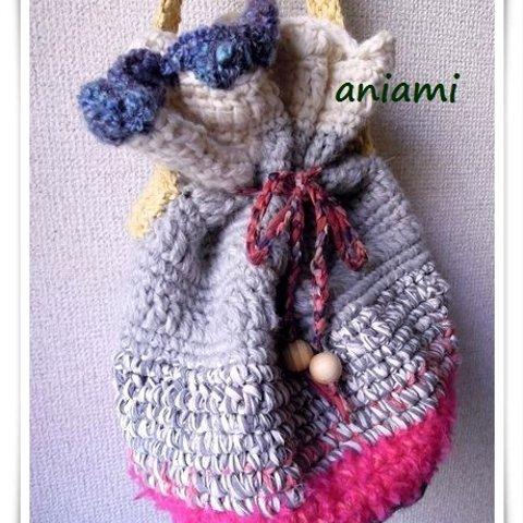 2way knit bag 巾着型☆