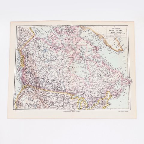 イギリス領 北アメリカ アンティークマップ 古地図 マイヤー百科事典 ビンテージ 地図 図版 1957-75