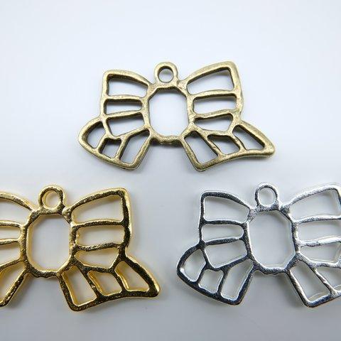 値下げ！（10個）レジン枠　リボン　約2.2cm×3.7cm　ゴールド/シルバー/アンティーク　wk-509