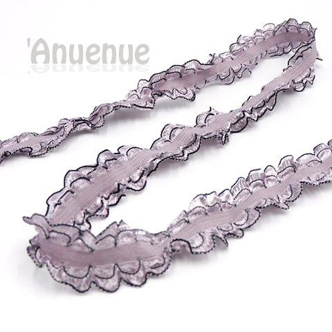 ストレッチ Sideフリルレースリボン（Lavender/ラベンダー）20mm×2yard